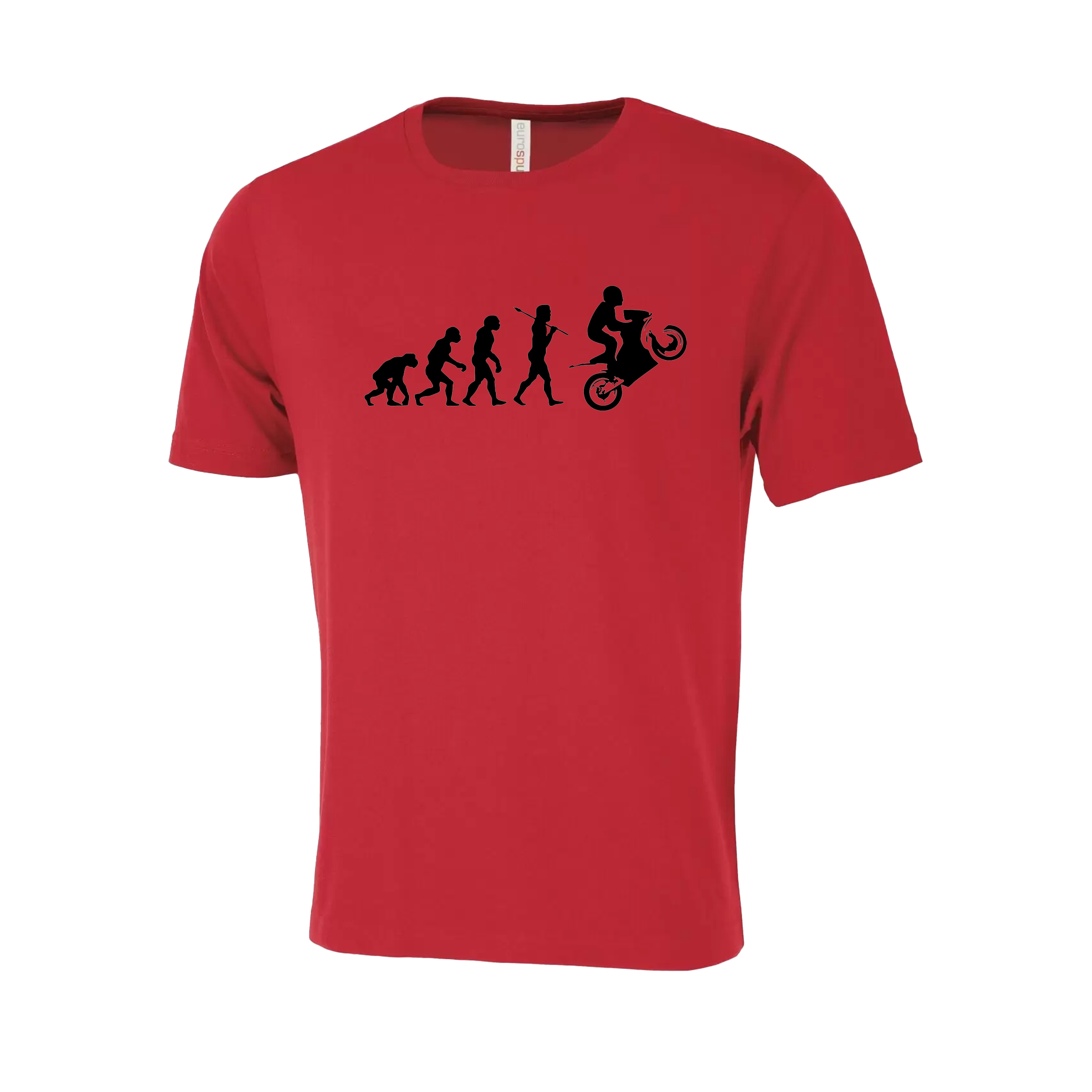 Motorcyclist Evolution Novelty T-Shirt - Adult Unisex Sizing XS-4XL - Red