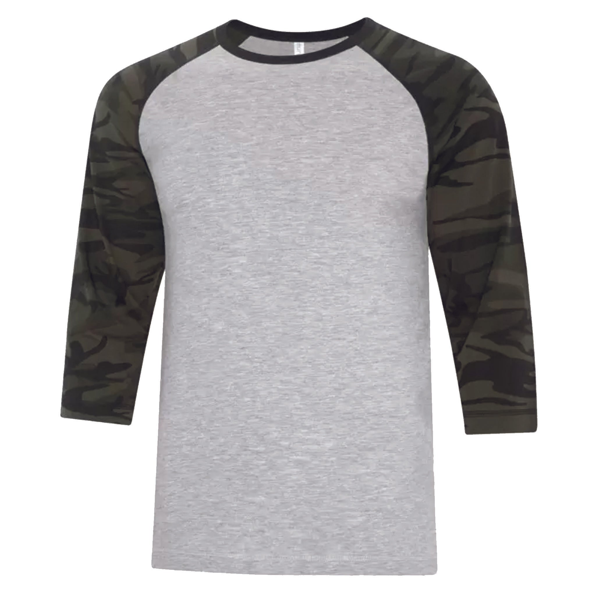 ATC Eurospun Baseball Two Tone T-Shirt - Men's Sizing XS-4XL - Athletic Grey/Black Camo
