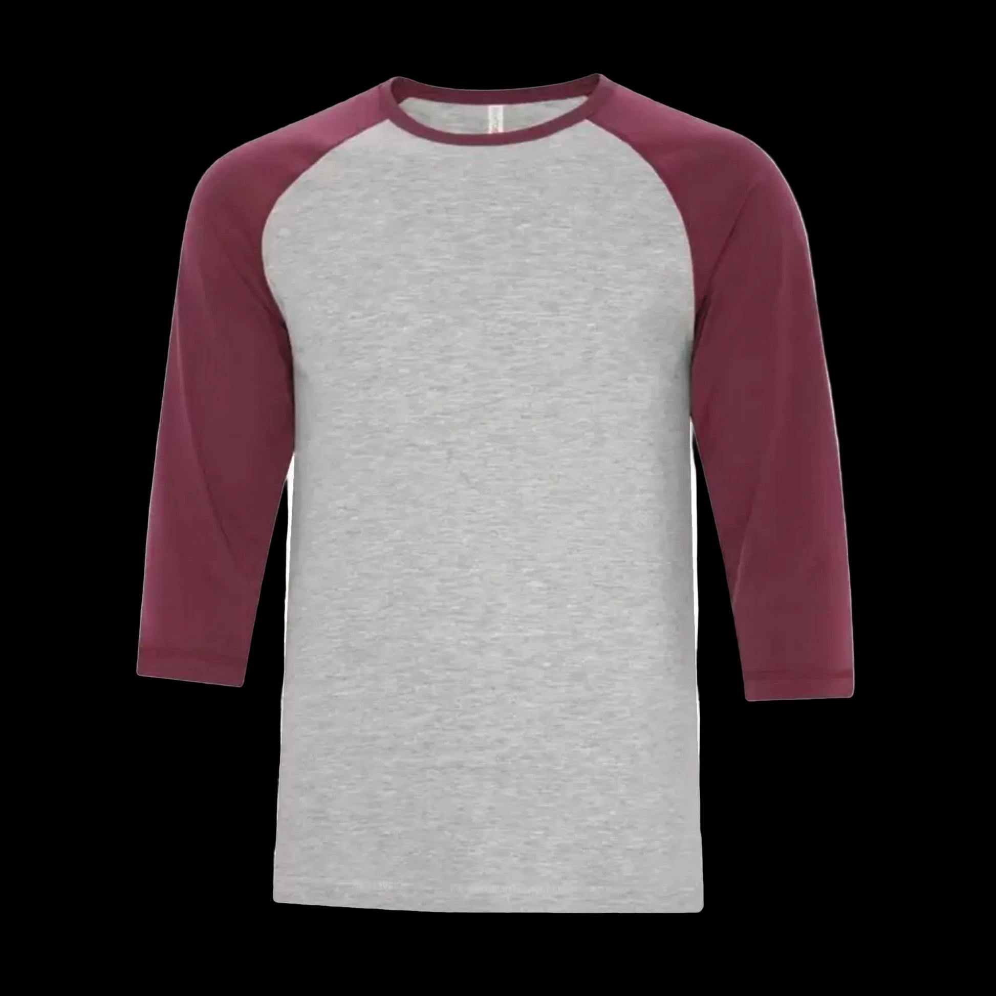 ATC Eurospun Baseball Two Tone T-Shirt - Men's Sizing XS-4XL - Athletic Grey/Red Heather