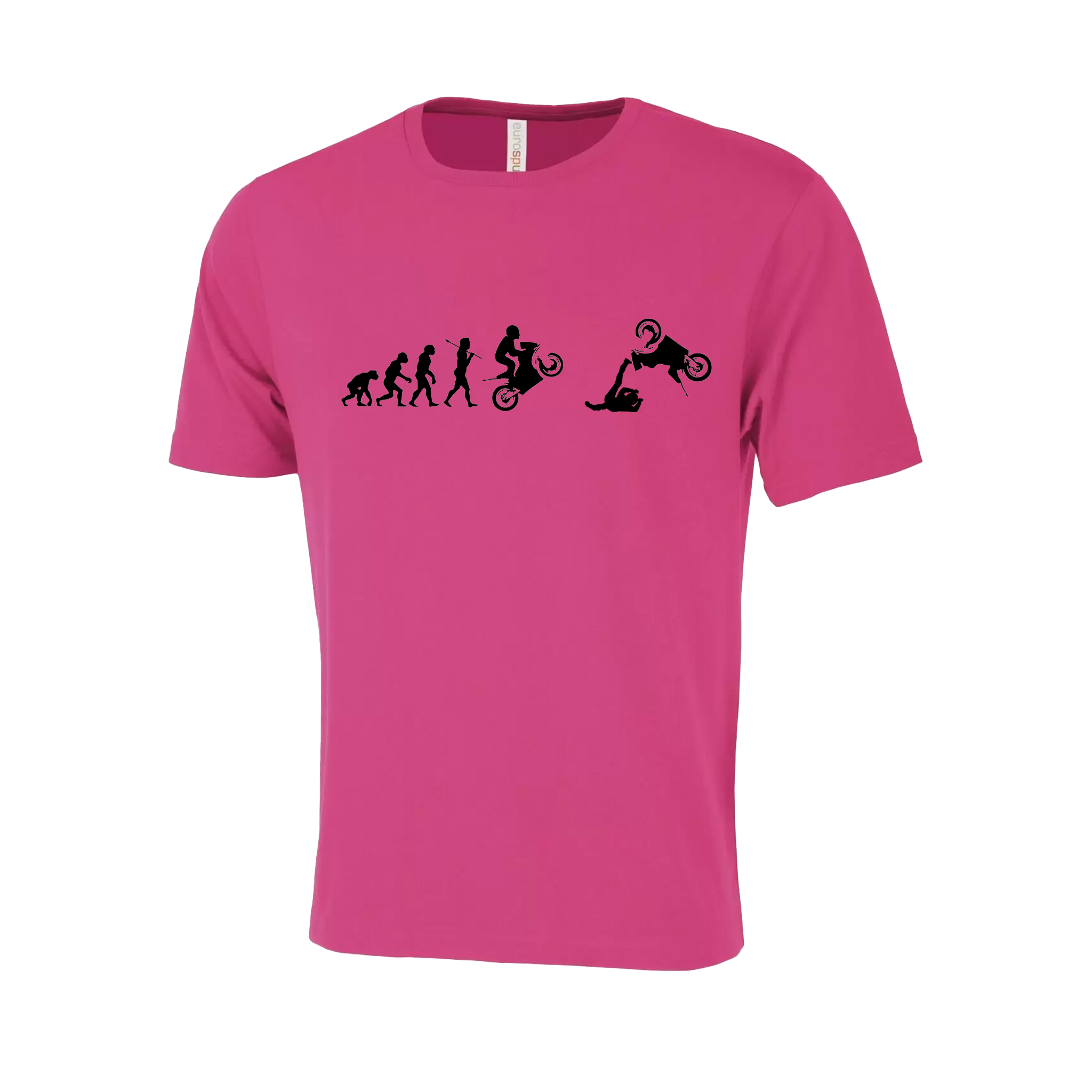 Motorcycle Crash Evolution Novelty T-Shirt - Adult Unisex Sizing XS-4XL - Pink