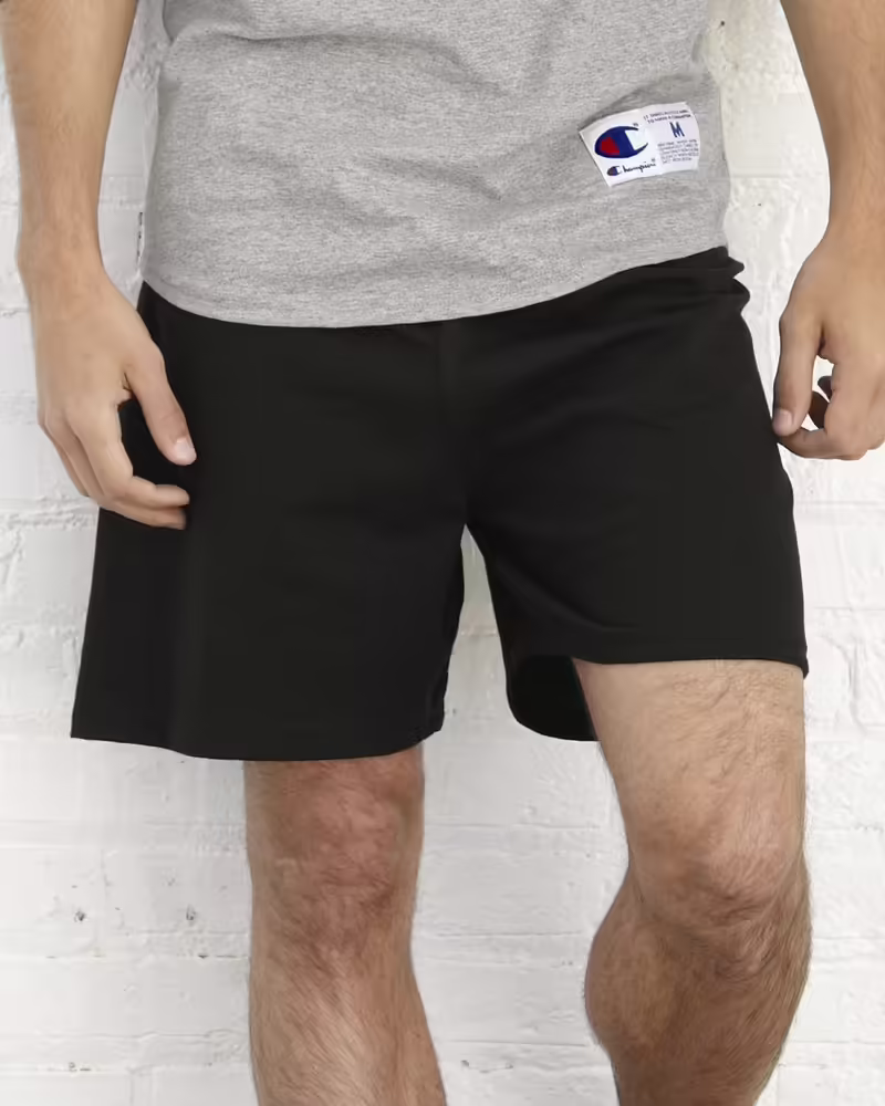 Champion 8187 - Champion Comfort Cotton Athletic Gym Shorts - Black