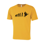 Motorcyclist Evolution Novelty T-Shirt - Adult Unisex Sizing XS-4XL - Gold