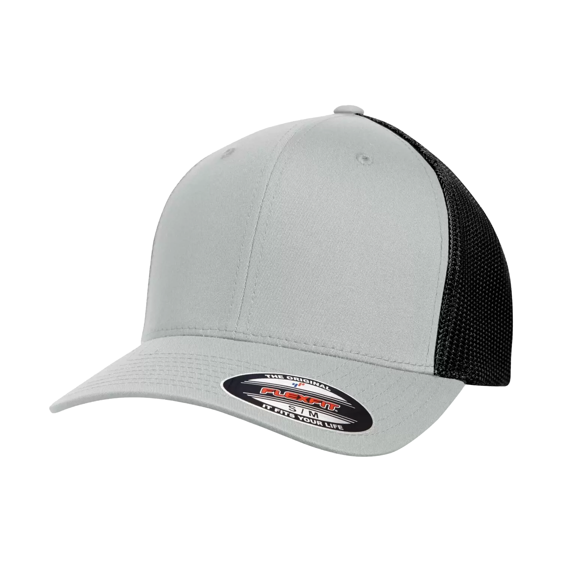 ATC Flexfit Trucker Mesh Cap - Adult Unisex Sizing S-M / L-XL - Silver/Black