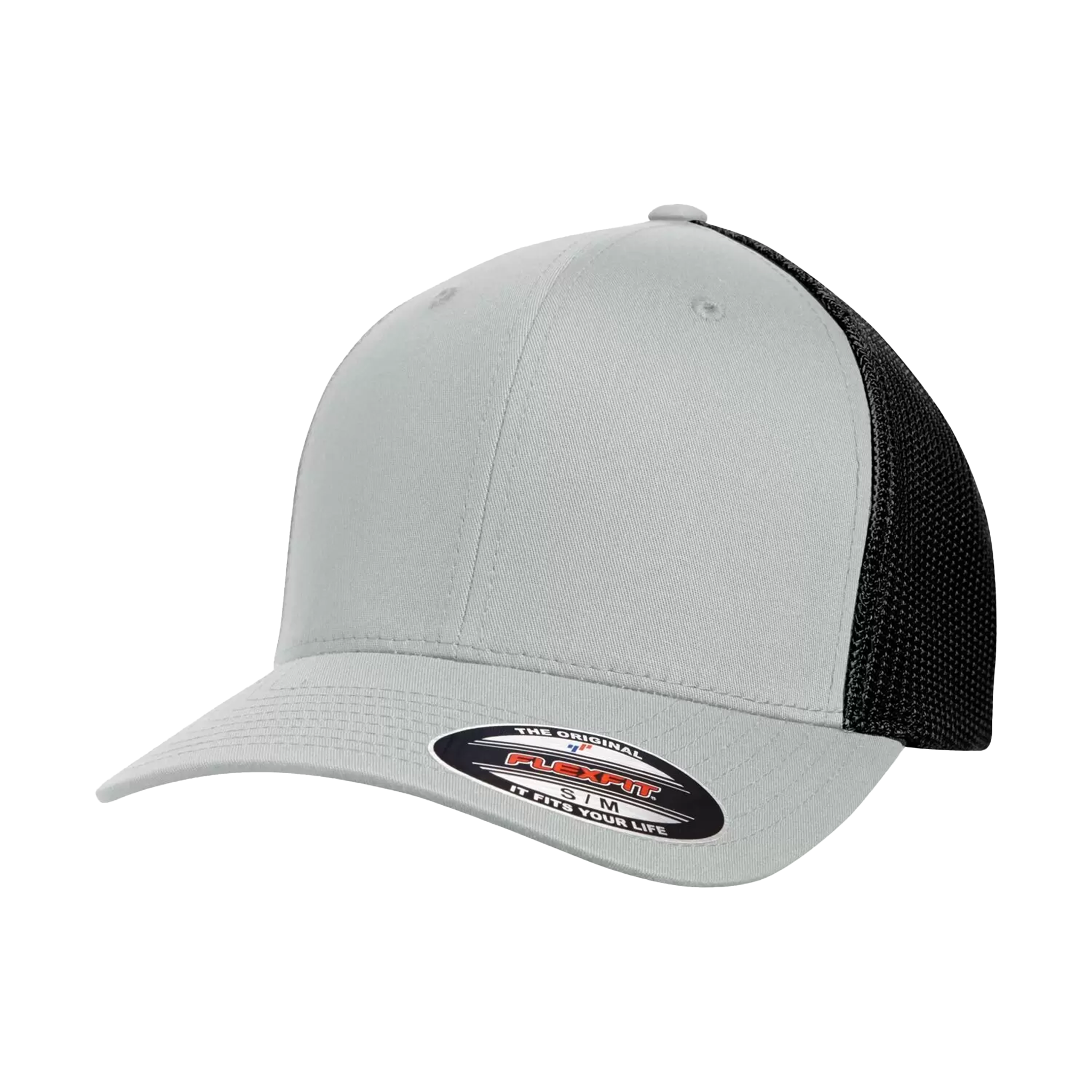 ATC Flexfit Trucker Mesh Cap - Adult Unisex Sizing S-M / L-XL - Silver/Black