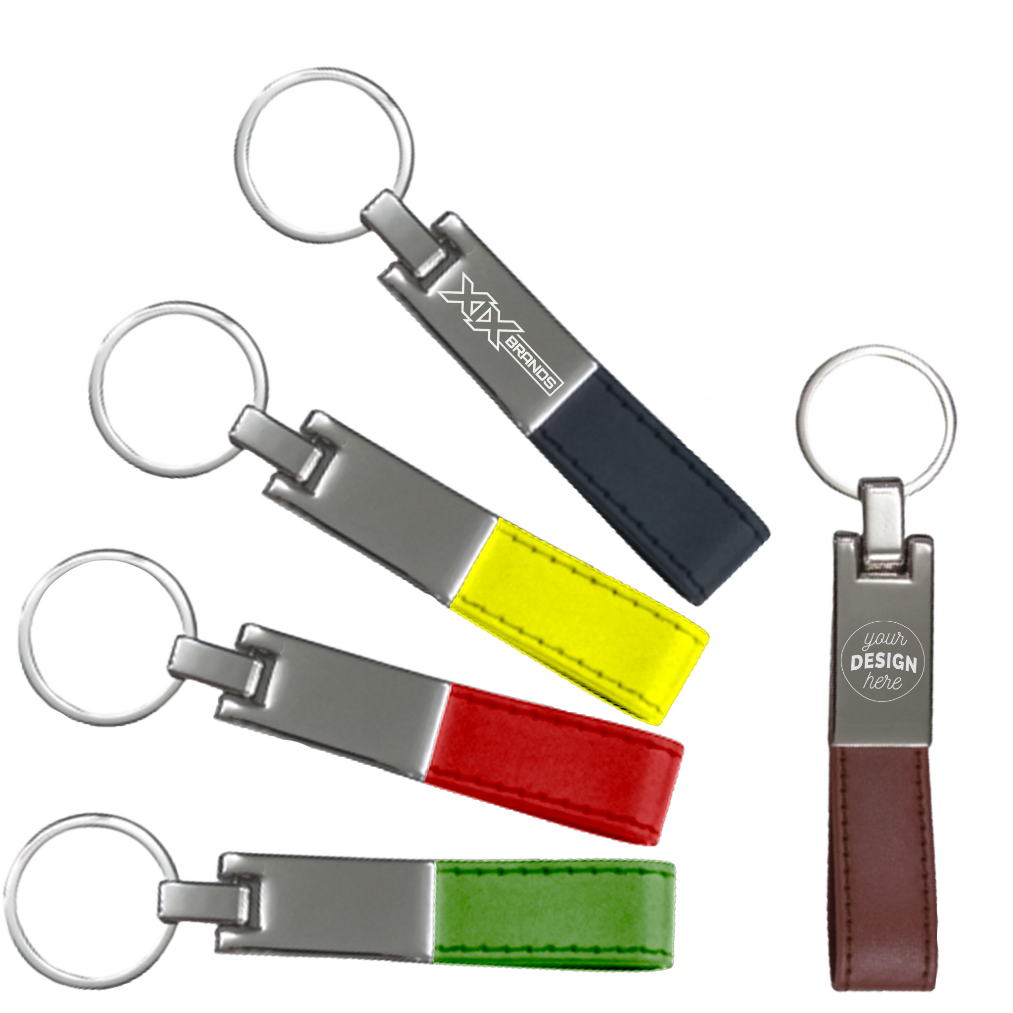 Metallic Leather Key Chain - 200 Pack - Add Your Custom Logo