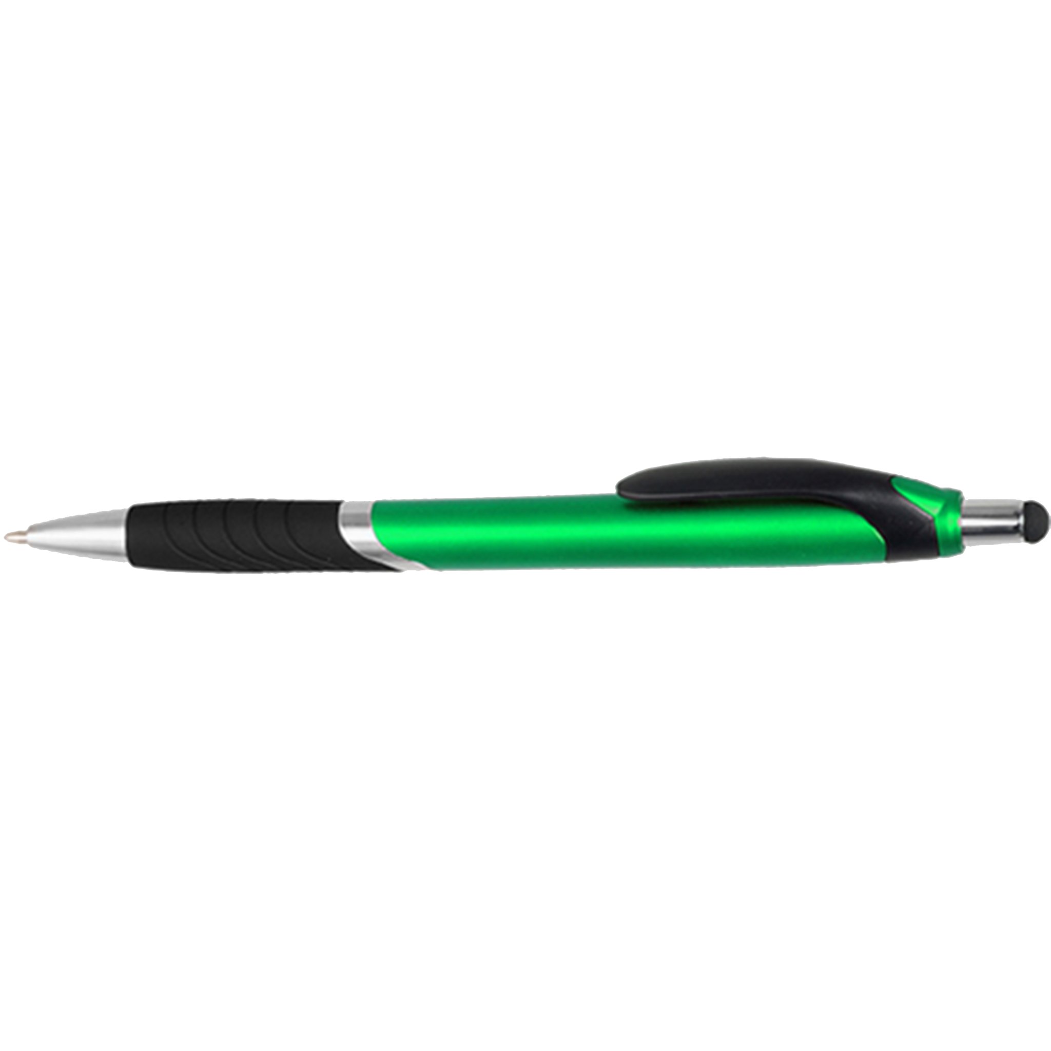 Plastic Pens with Screen Stylus - 50 Pack - Green Casing Color
