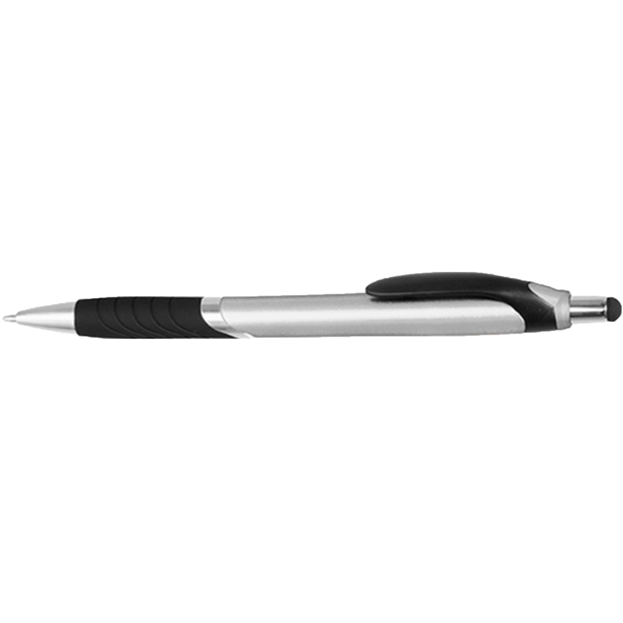 Plastic Pens with Screen Stylus - 50 Pack - Silver Casing Color