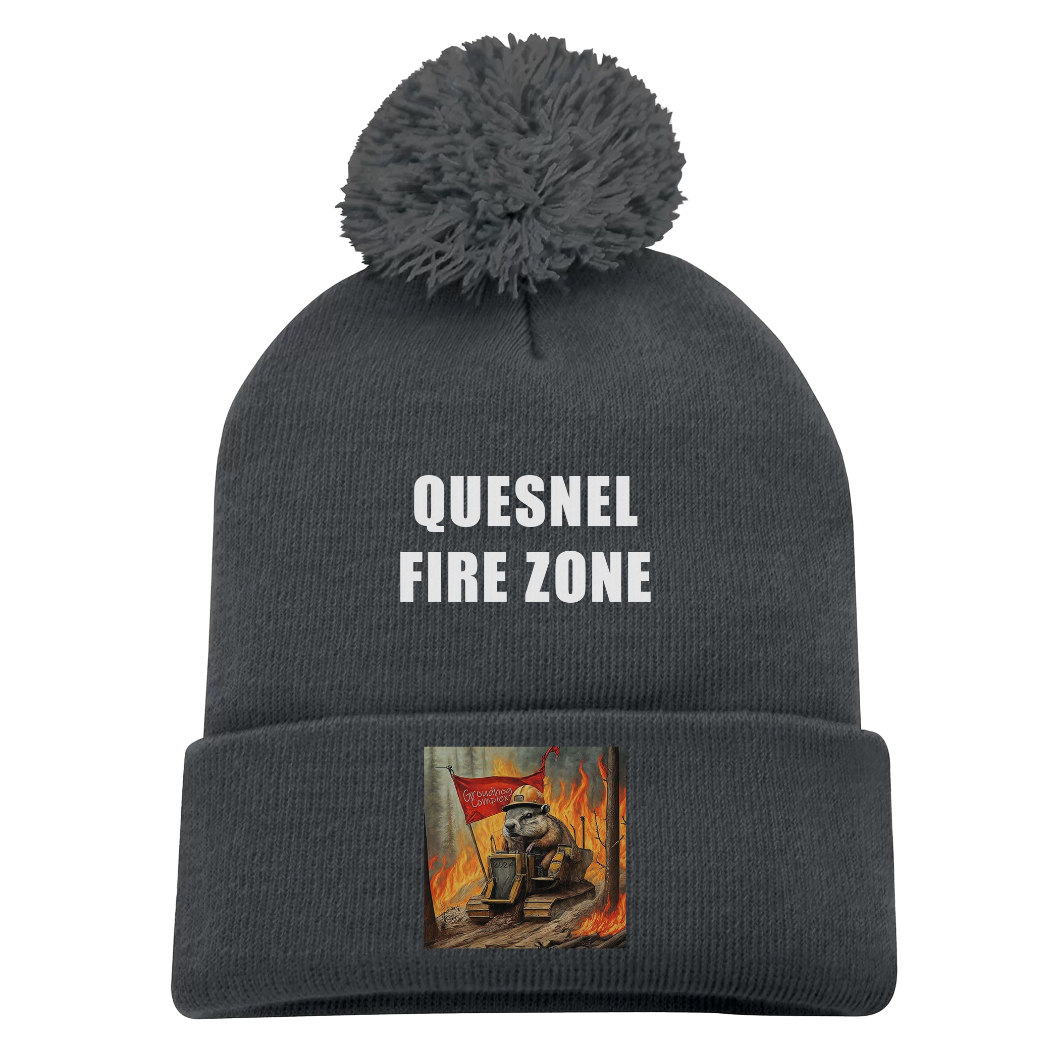 Quesnel Fire Zone Everyday Pom Pom Cuff Toque - Adult Unisex - Grey/Black