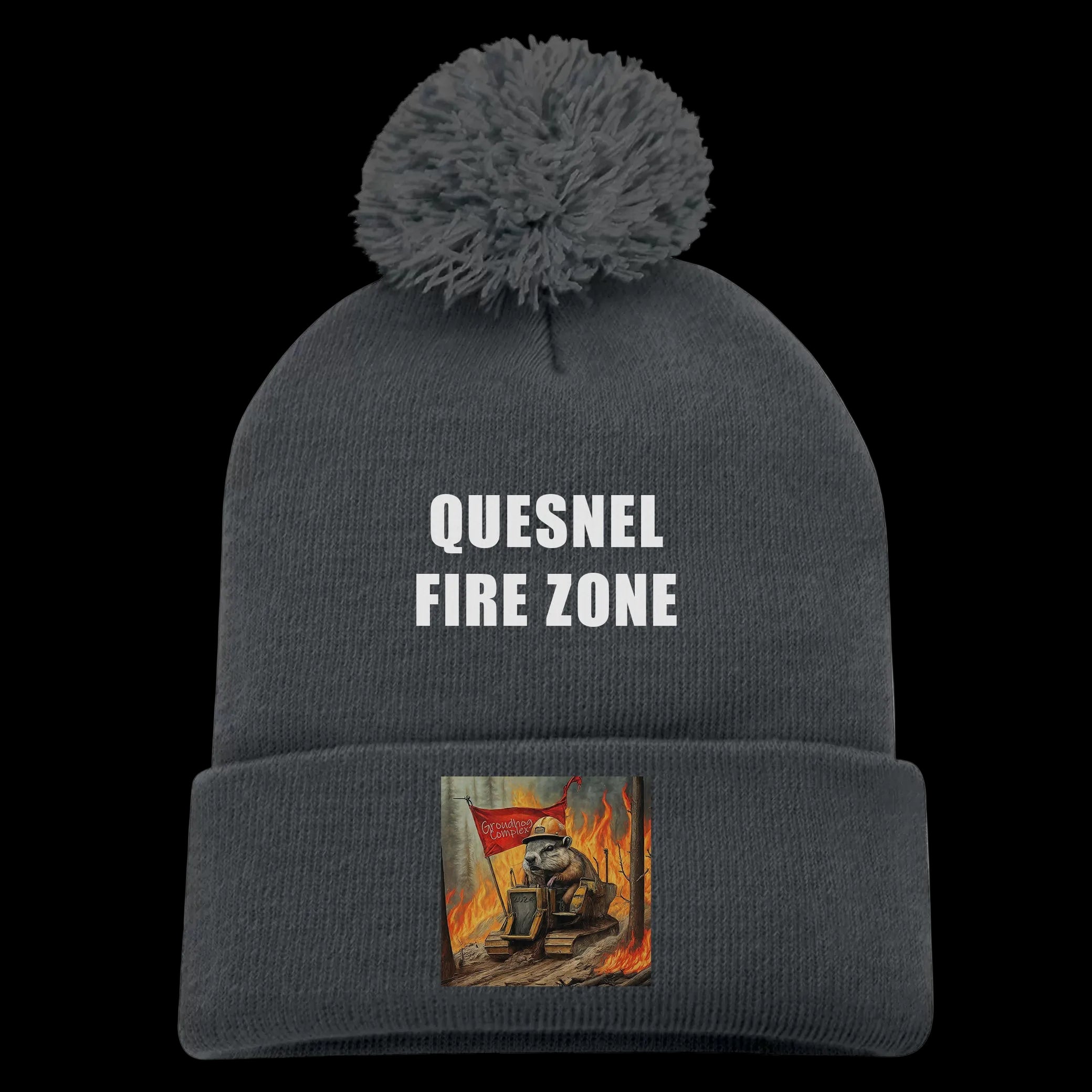 Quesnel Fire Zone Everyday Pom Pom Cuff Toque - Adult Unisex - Grey/Black