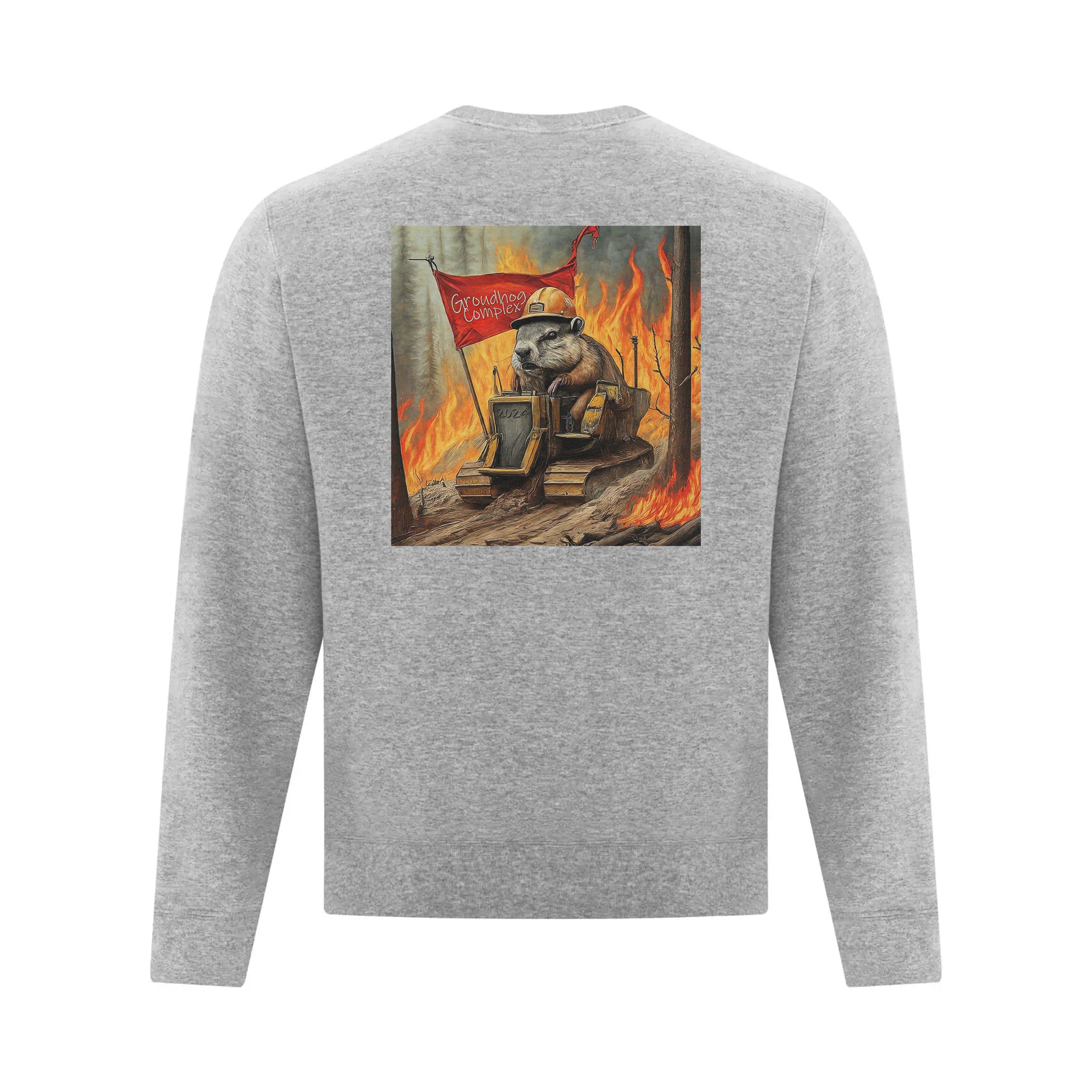 Quesnel Fire Zone Everyday Fleece Crewneck Sweatshirt - Adult Unisex - Light Grey/Black