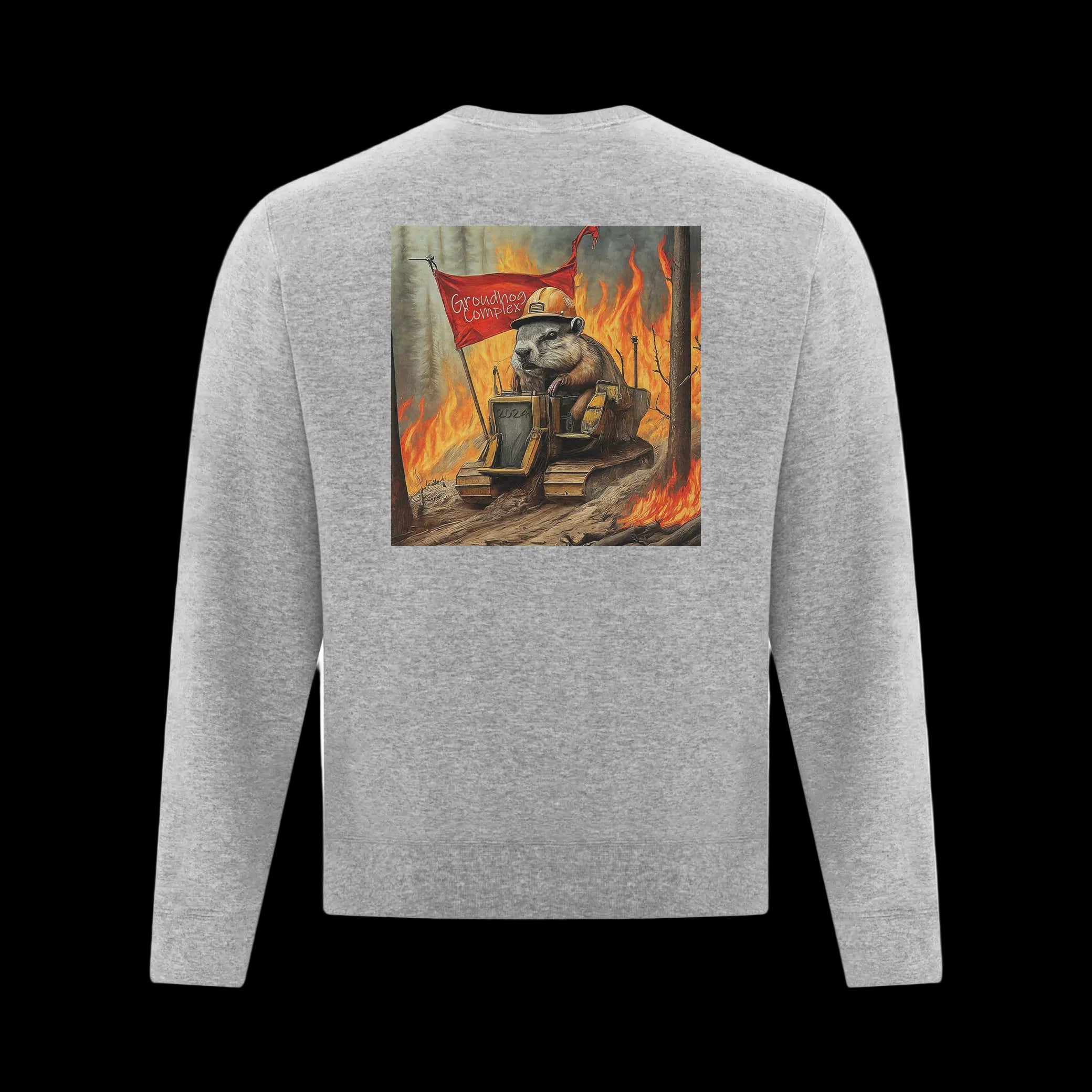 Quesnel Fire Zone Everyday Fleece Crewneck Sweatshirt - Adult Unisex - Light Grey/Black