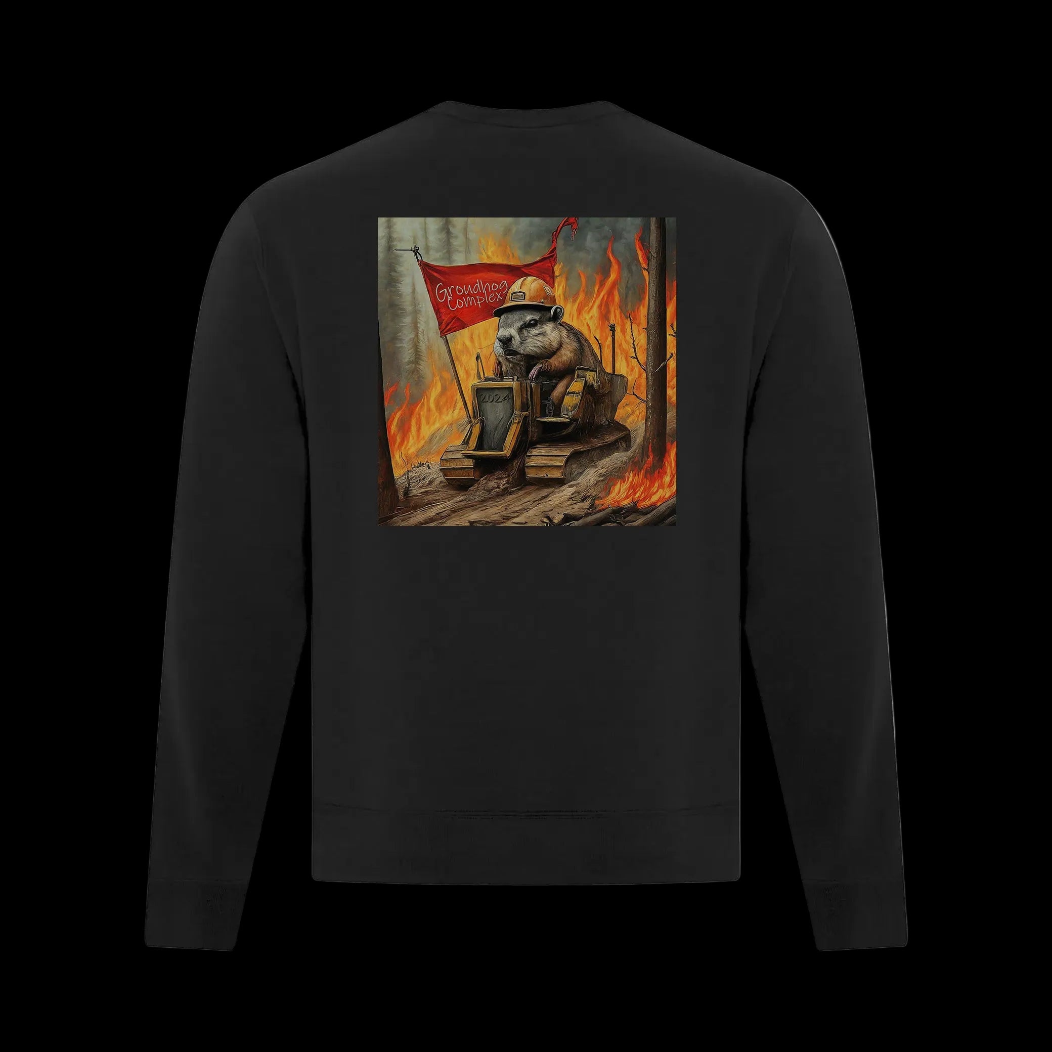 Quesnel Fire Zone Everyday Fleece Crewneck Sweatshirt - Adult Unisex - Light Grey/Black