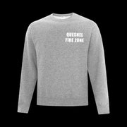 Quesnel Fire Zone Everyday Fleece Crewneck Sweatshirt - Adult Unisex - Light Grey/Black