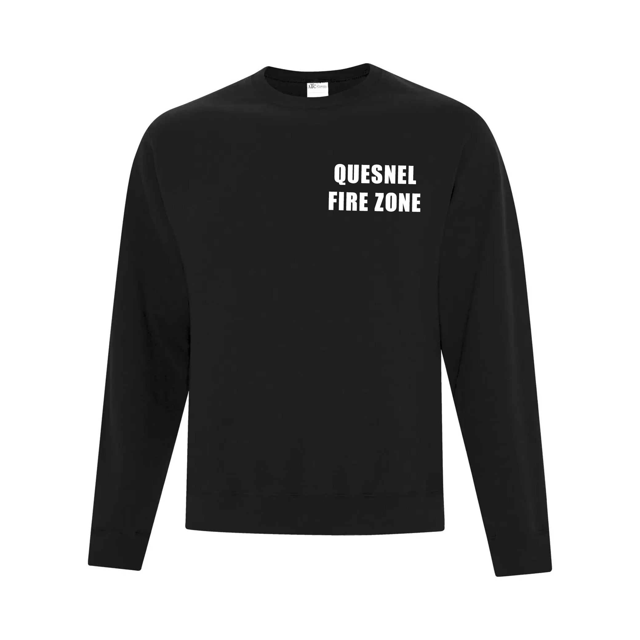 Quesnel Fire Zone Everyday Fleece Crewneck Sweatshirt - Adult Unisex - Light Grey/Black