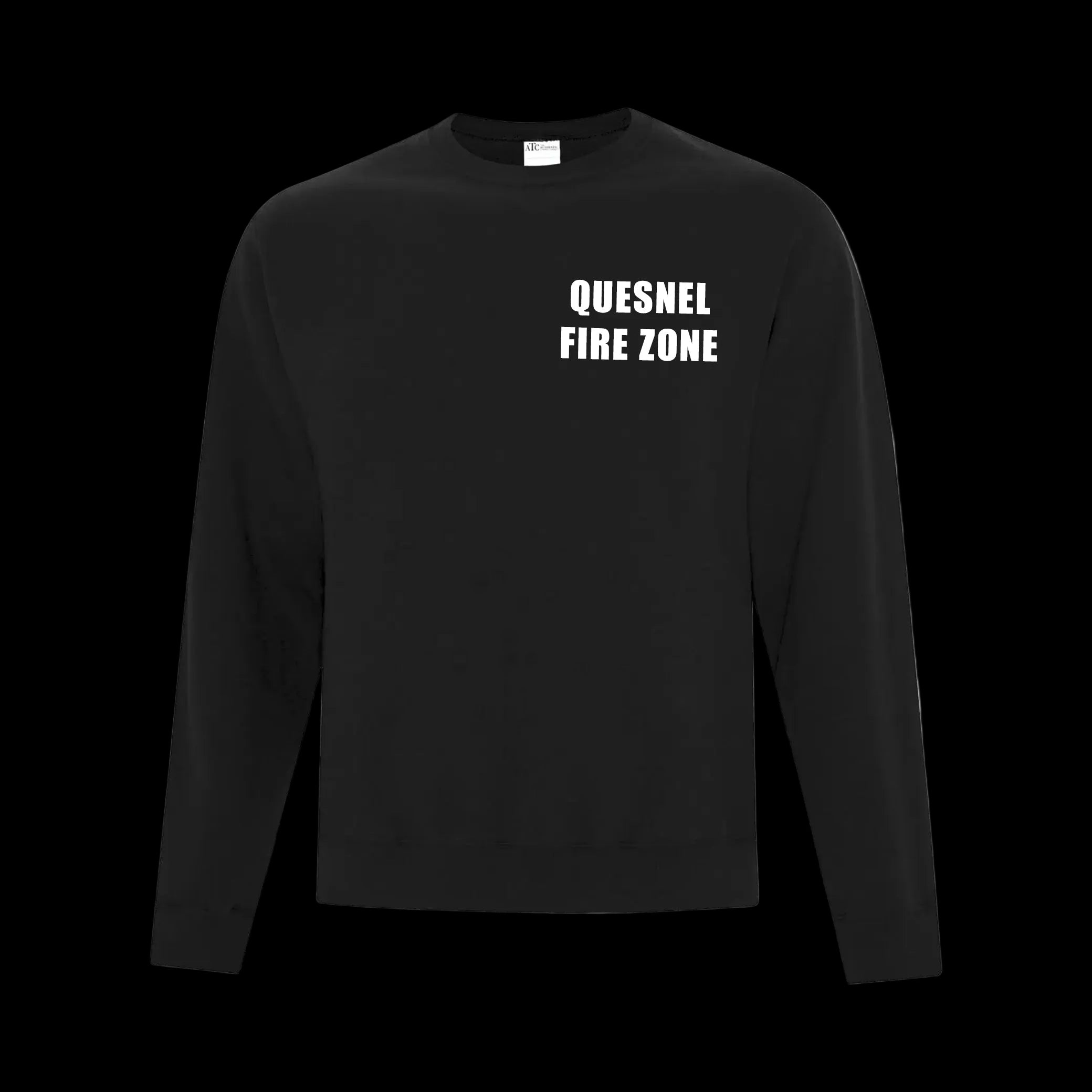 Quesnel Fire Zone Everyday Fleece Crewneck Sweatshirt - Adult Unisex - Light Grey/Black