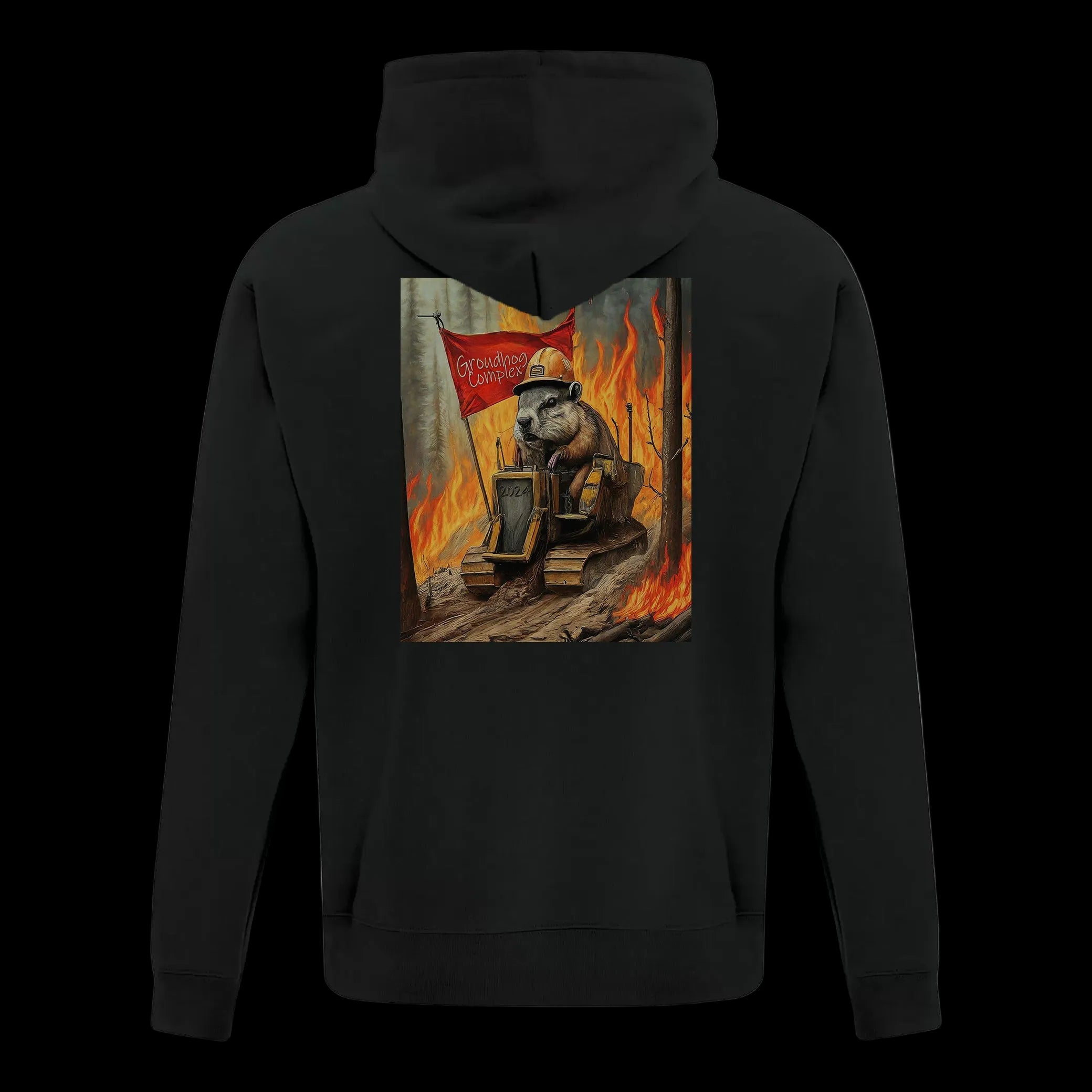 Quesnel Fire Zone Fleece Full Zip Hooded Sweatshirt - Adult Unisex - Black/Light Grey