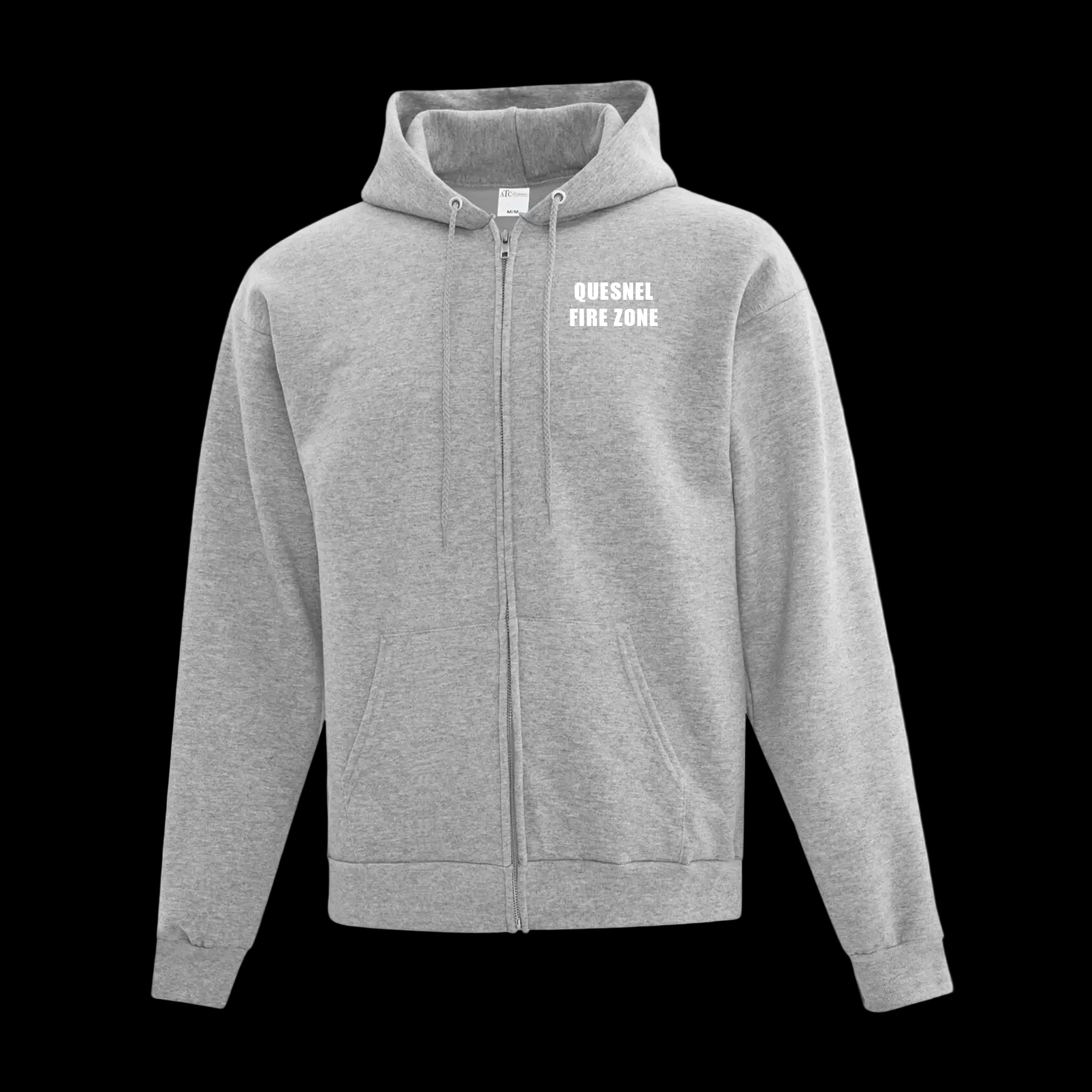 Quesnel Fire Zone Fleece Full Zip Hooded Sweatshirt - Adult Unisex - Black/Light Grey