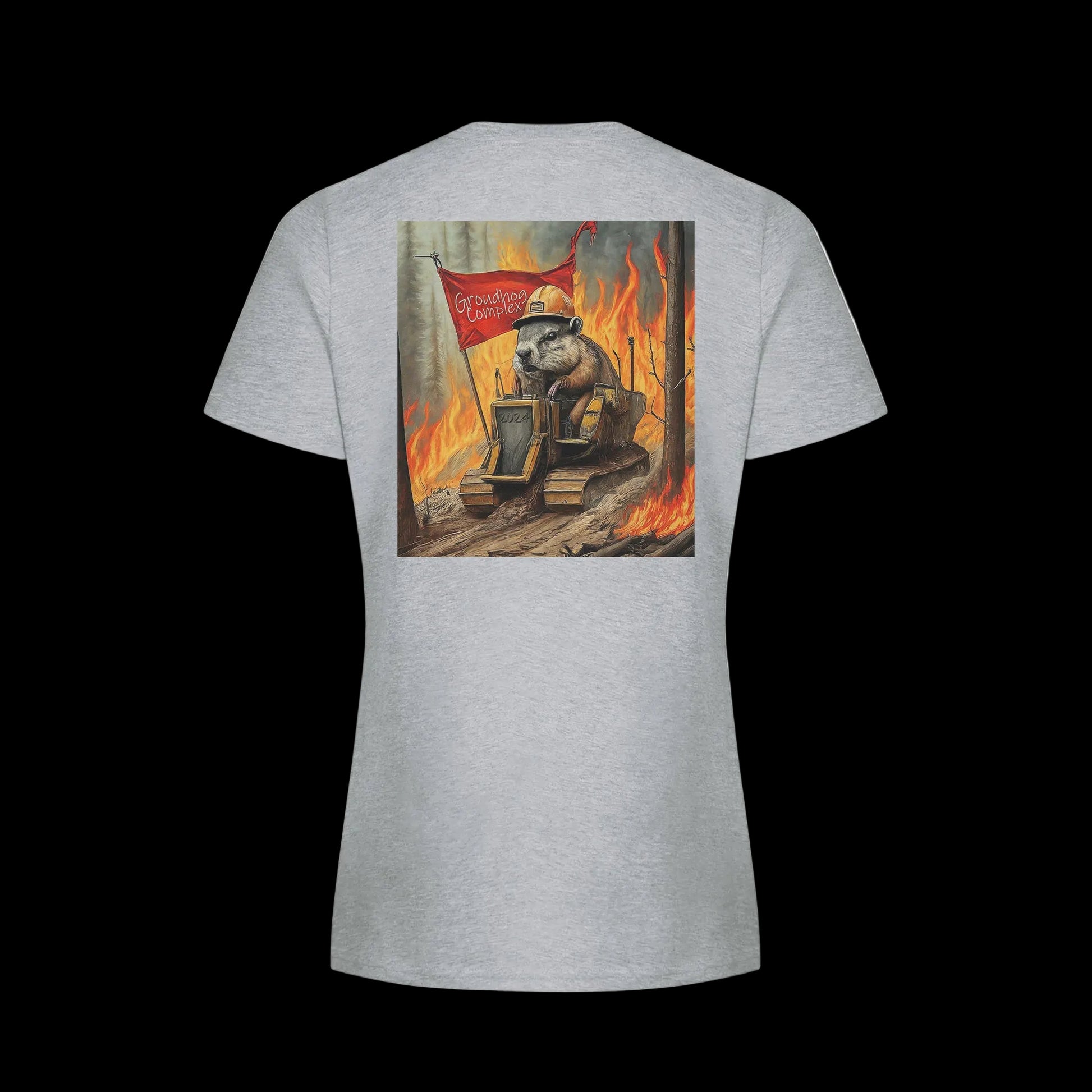 Quesnel Fire Zone Groundhog Everyday Ring Spun Cotton Tee - Women's - Grey Groundhog logo on back.
