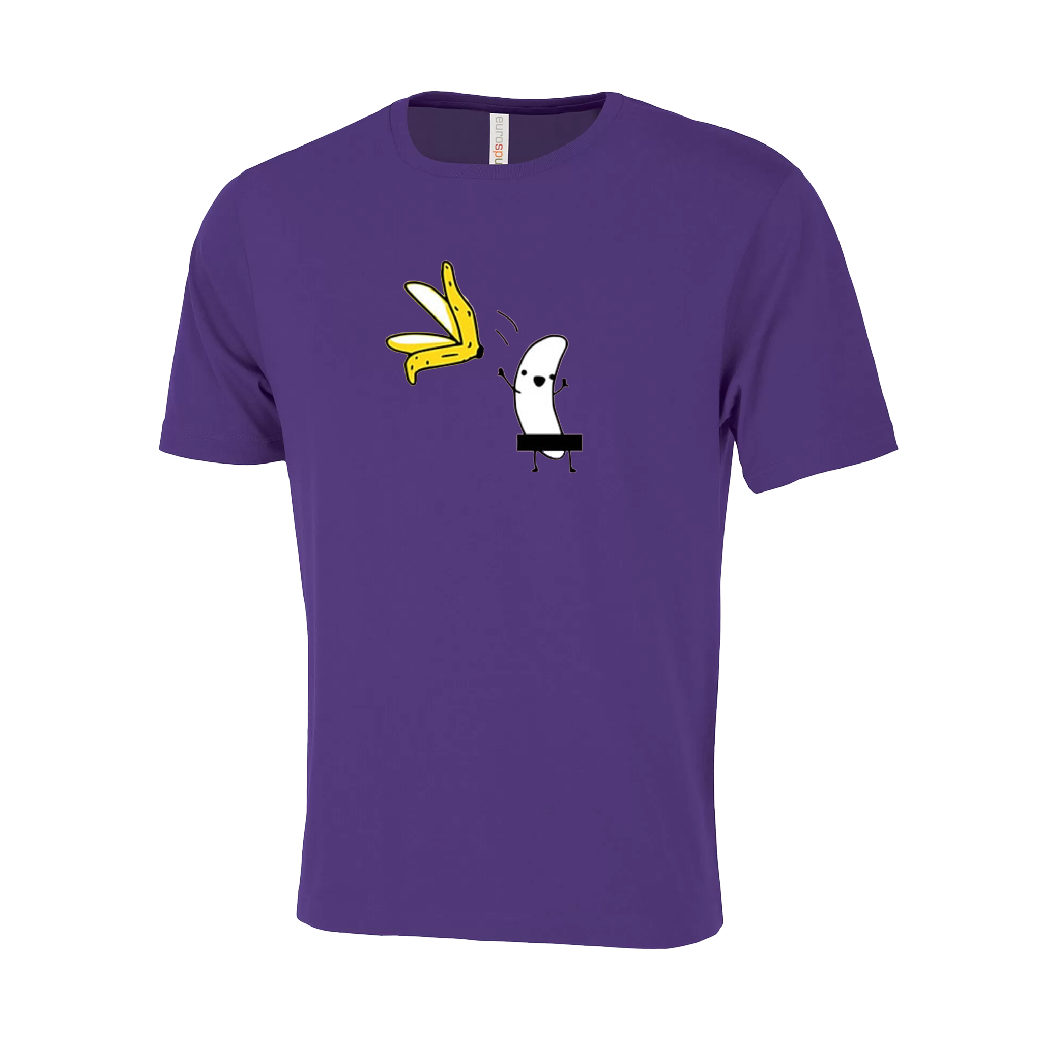 Stripped Banana Novelty T-Shirt - Adult Unisex Sizing XS-4XL - Purple